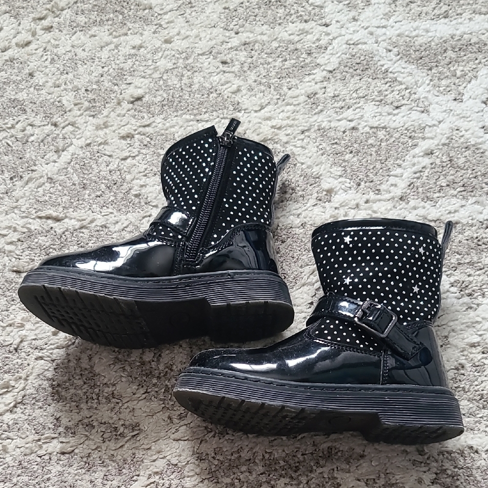 2 for $35 -Tahari Girls Toddler Size 8 Cory-T Black and Silver Stars & Dot Boots
